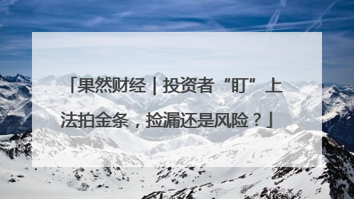 果然财经｜投资者“盯”上法拍金条，捡漏还是风险？